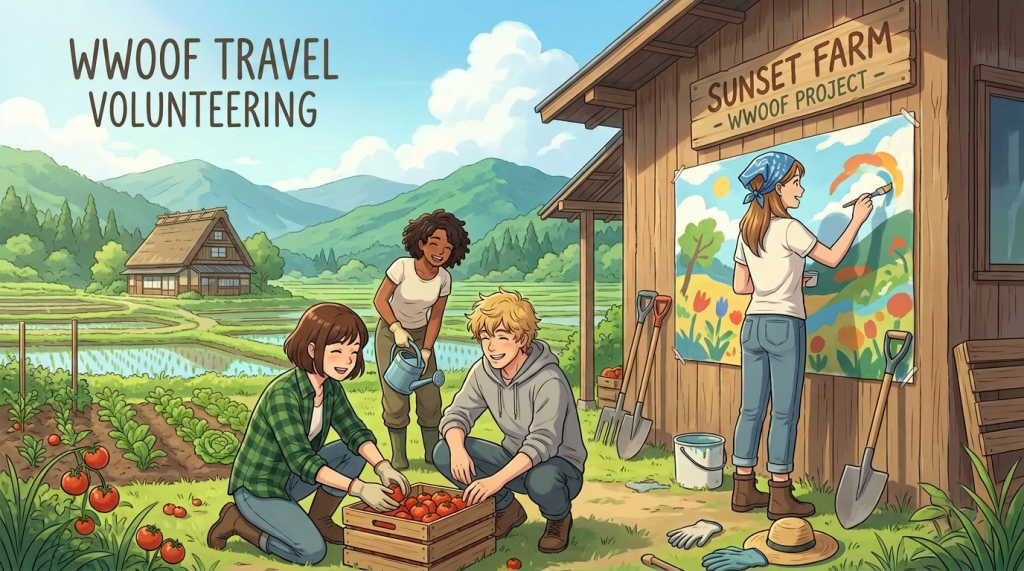 Group of volunteers harvesting tomatoes and painting a mural at Sunset Farm